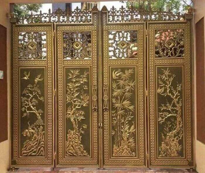 Mẫu cửa nhôm đúc hình hoa lá